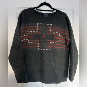 Pendleton Harding Sweater - Wool, Grey, Cross Pattern